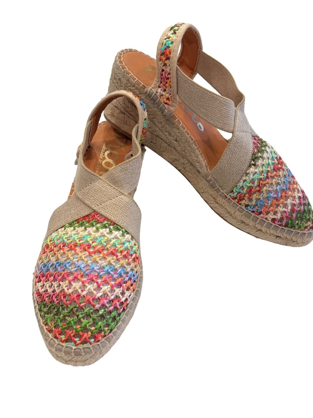 Picon Women’s Multi Color Wedge Espadrilles Handmade Sz 8 NEW